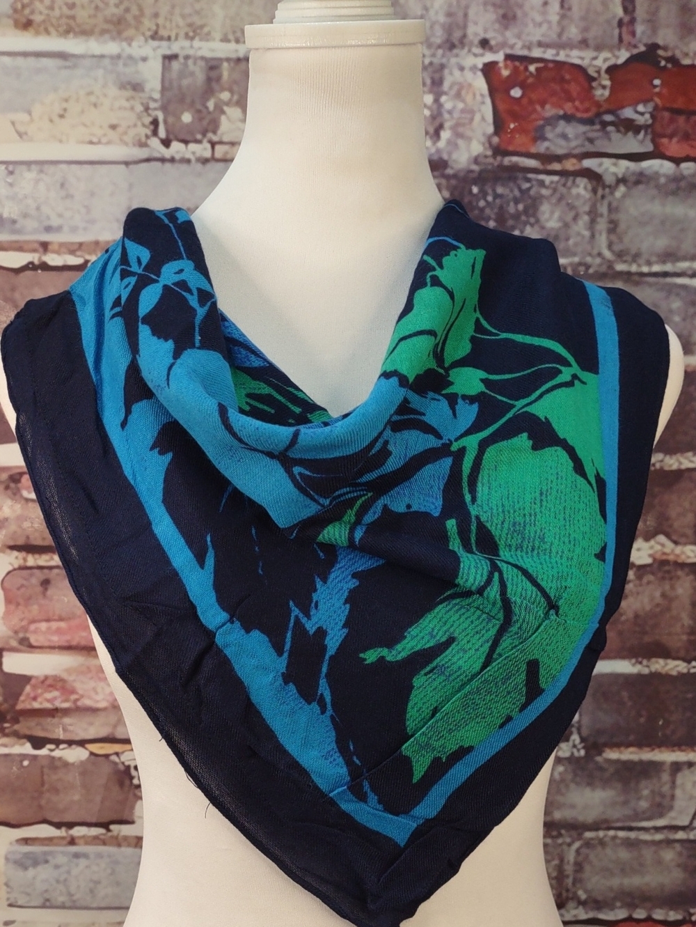 Challis Leaf Pattern Square Scarf
